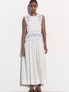 ZARA White Embroidered Dress